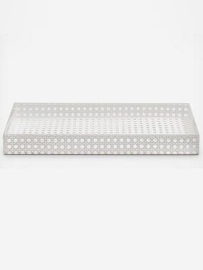 Kim Seybert White Pierced Lattice Woven Rectangular Acrylic Lucite Vanity Tray